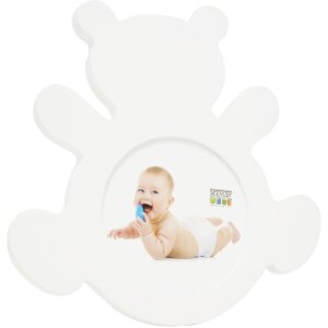 Marco infantil oso madera blanco 10 cm