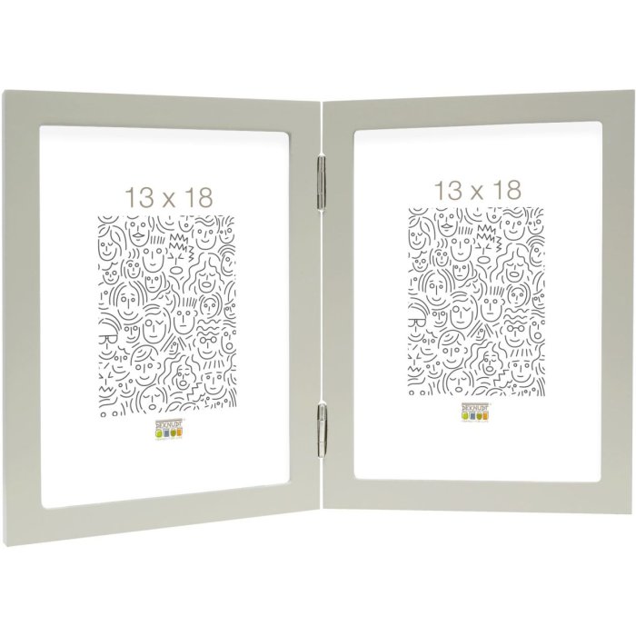 Marco doble madera gris 13,0 x18,0 cm S68FV formato vertical