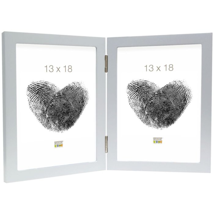 Marco doble S68FD1 madera plateada 13x18 cm formato vertical