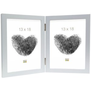 Marco doble S68FD1 madera plateada 13x18 cm formato vertical