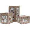 S67TQ Portacandelitas madera gris, tamaño: 9 x 25 x 16 cm