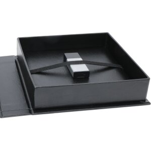 Caja USB cuero negro 8,0 x8,0 cm