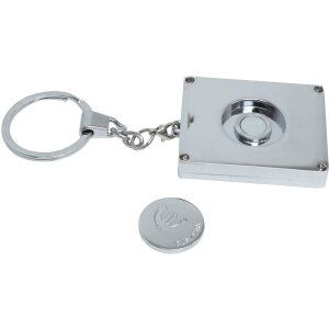 Llavero con foto y moneda para carro de la compra metal plateado 3,5 x4,5 cm S59NC