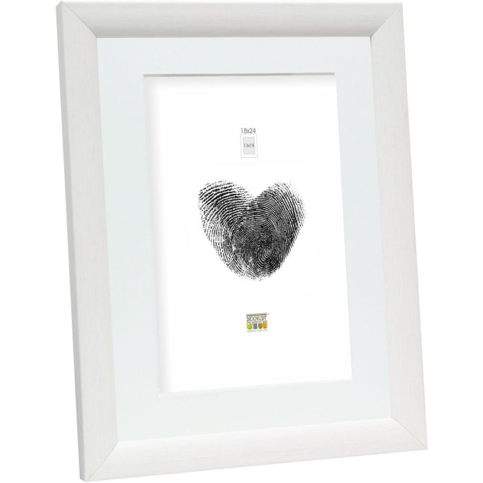 Marco con passepartout madera blanca 13,0 x18,0 cm