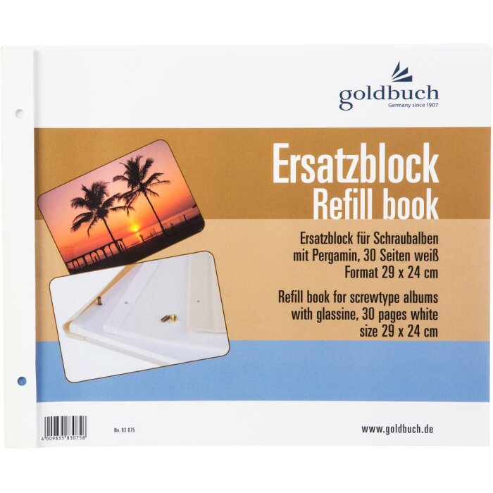 Goldbuch Taco de recambio 29x24 cm blanco para álbumes de rosca 30x25 cm