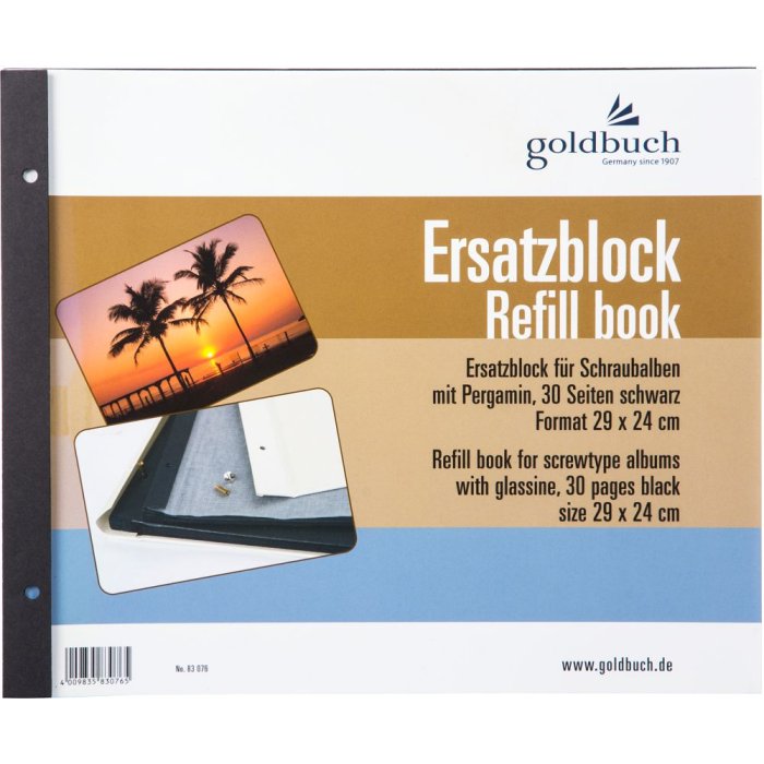 Goldbuch Taco de recambio 29x24 cm negro para álbumes de rosca 30x25 cm