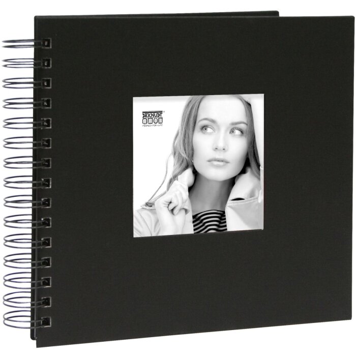 Álbum de fotos de anillas negro con tapa de lino 20,0 x20,0 cm A66FA