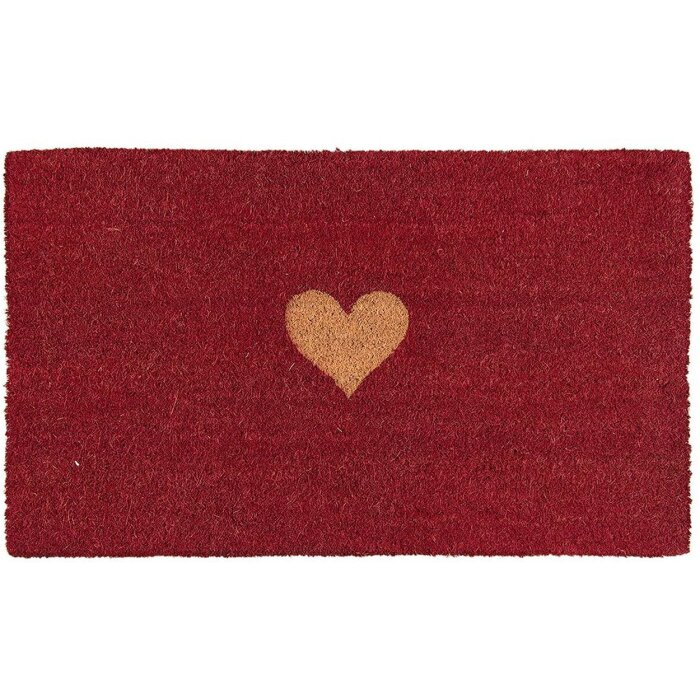 Clayre & Eef Felpudo Corazón rojo - 74x45x2 cm