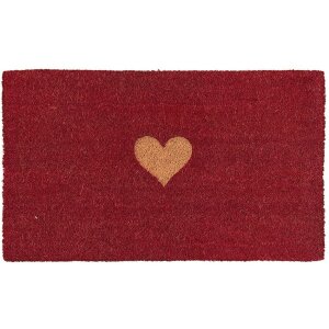 Clayre & Eef Felpudo Corazón rojo - 74x45x2 cm
