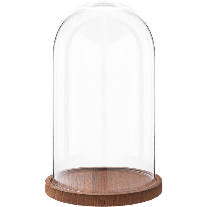 Clayre & Eef 6GL1946 Campana de vidrio 28 cm Madera Vidrio Redondo