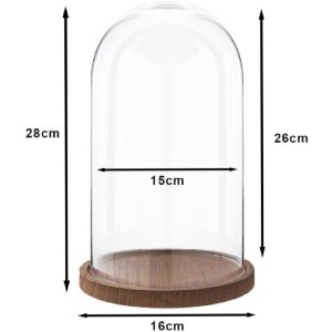 Clayre & Eef 6GL1946 Campana de vidrio 28 cm Madera...