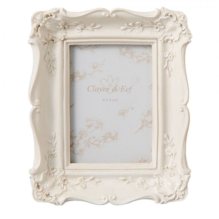 Clayre & Eef 2F0466 Marco de plástico 6x9 cm Beige Flores Rectangular