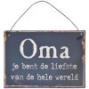 Letrero de hojalata Abuela 17x10 cm - negro