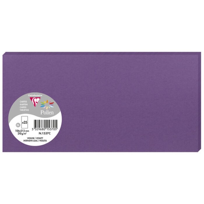 Paquete de 25 Tarjetas Polen, DL 106x213mm, 210g - Morado