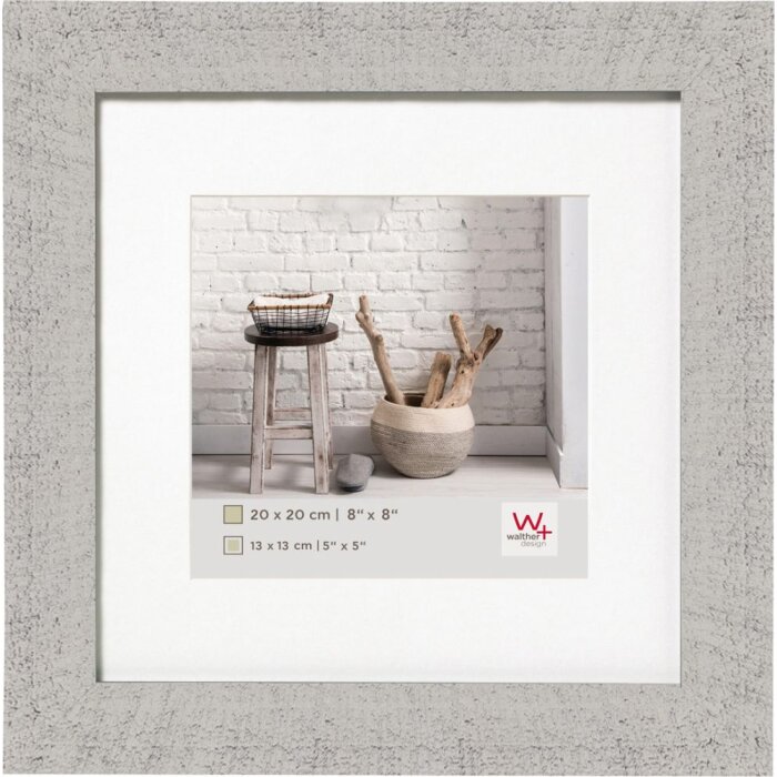 Marco de madera Walther HOME gris claro 20x20 cm con passepartout 15x15 cm