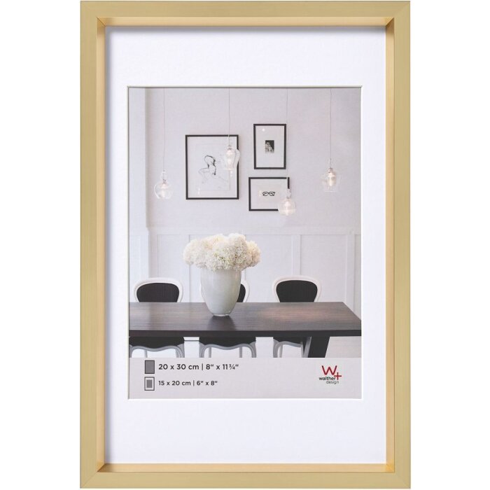 Marco de plástico Walther Steel Style 40x50 cm dorado con paspartú 30x40 cm
