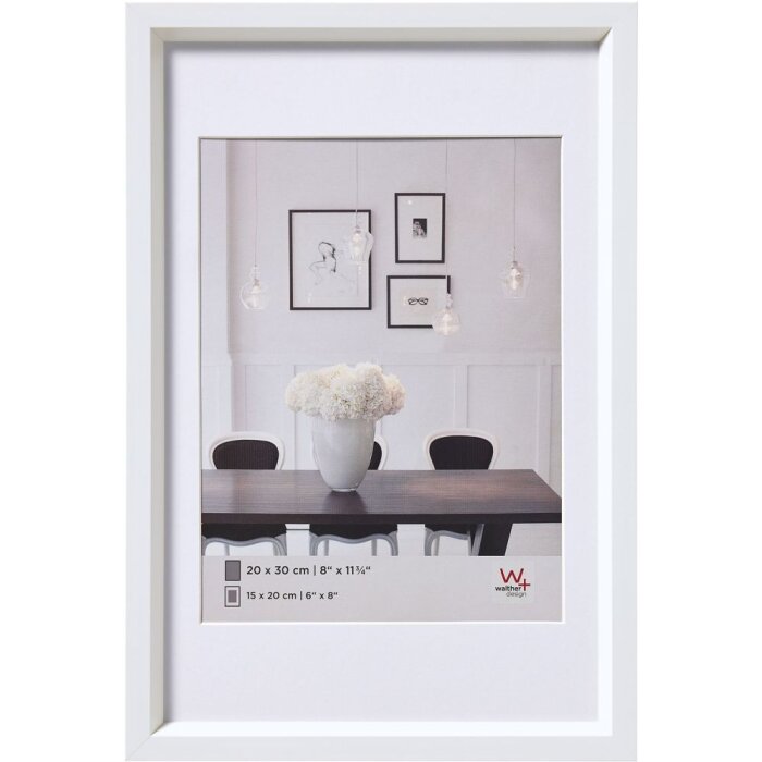 Marco de plástico Walther Steel Style 40x60 cm blanco con paspartú