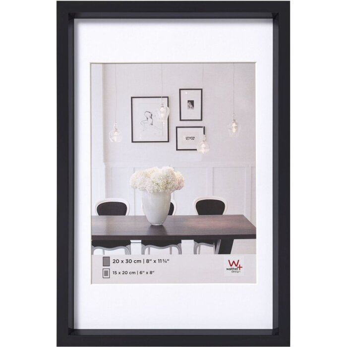 Marco de plástico Walther Steel Style 50x60 cm negro con passepartout 40x50 cm