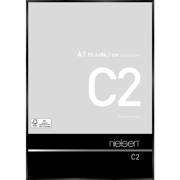 Marco de aluminio C2 anodizado negro brillante 60x84 cm