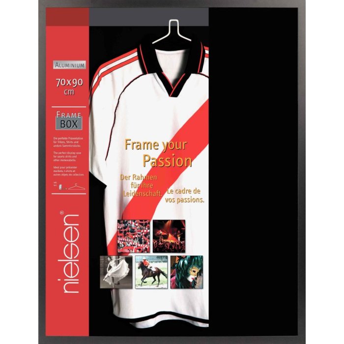 Marco para camiseta Nielsen 70x90 cm cristal flotado negro anodizado