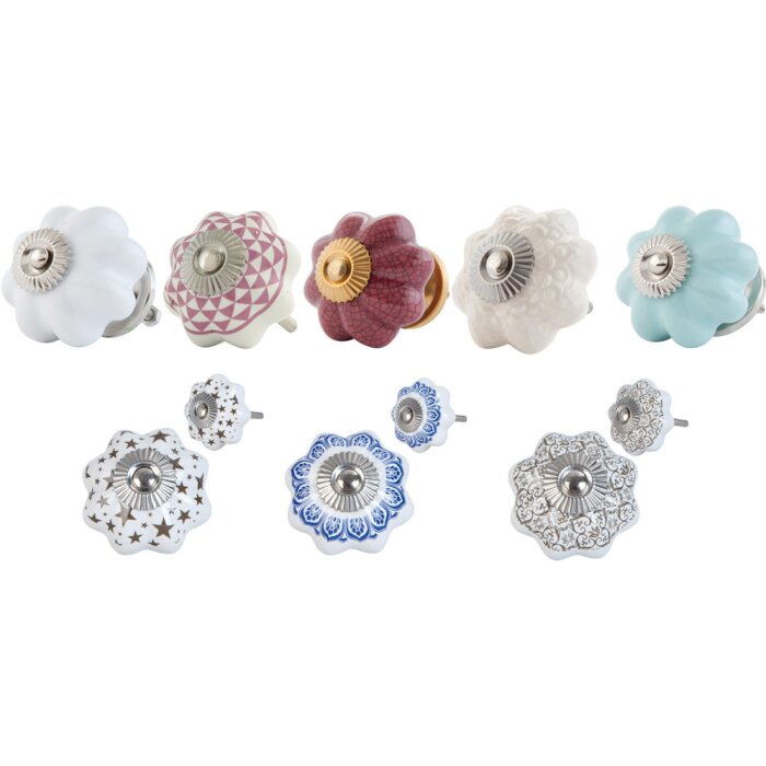Pomo de mueble forma de flor 4 cm - varios diseños