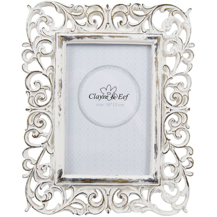 Marco de fotos Clayre & Eef 2F0497 - 18x2x23 cm - 10x15 cm blanco envejecido
