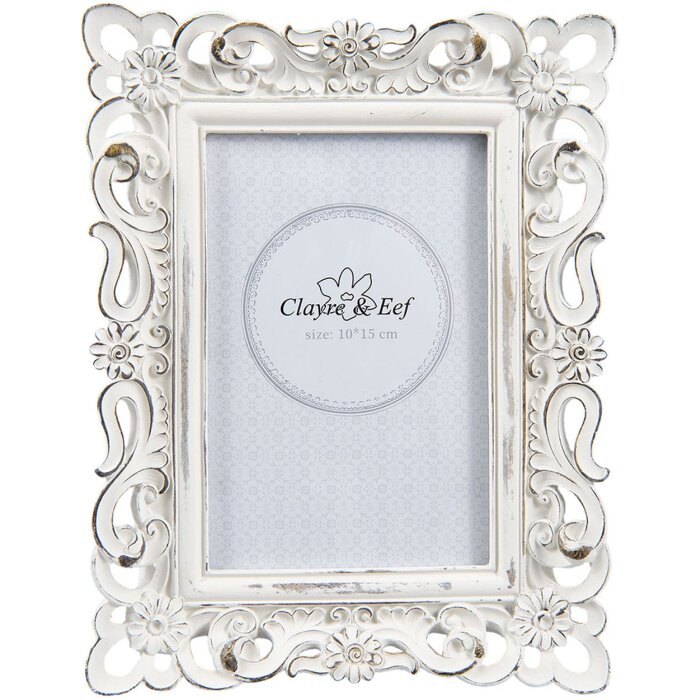 Marco de fotos Clayre & Eef 2F0499 - 17x2x22 cm - 10x15 cm blanco envejecido