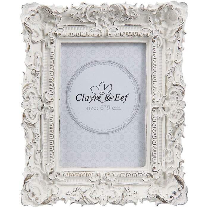 Clayre & Eef 2F0506 Marco de fotos - 10x2x12 cm - 6x9 cm blanco envejecido