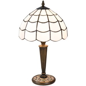 Lámpara de mesa Tiffany Clayre & Eef 5LL-5936 - Ø 25x43 cm - E27-máx 1x40W blanco