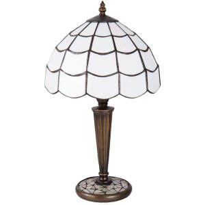 Lámpara de mesa Tiffany Clayre & Eef 5LL-5936 - Ø 25x43 cm - E27-máx 1x40W blanco