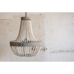 Clayre & Eef 5LMP197 Lámpara colgante Ø 54x72 cm Lámpara de sobremesa de madera de hierro gris