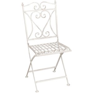 Mesa + 2x silla Clayre & Eef 5Y0127 - Ø 70x75 - 2x 40x47x94 cm blanco