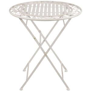 Mesa con 2 sillas Clayre & Eef 5Y0385 - Ø 70x77 cm - 40x52x93 cm (2) blanco envejecido