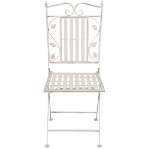Mesa con 2 sillas Clayre & Eef 5Y0385 - Ø 70x77 cm - 40x52x93 cm (2) blanco envejecido