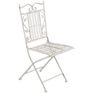 Mesa con 2 sillas Clayre & Eef 5Y0385 - Ø 70x77 cm - 40x52x93 cm (2) blanco envejecido