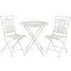Mesa con 2 sillas Clayre & Eef 5Y0385 - Ø 70x77 cm - 40x52x93 cm (2) blanco envejecido