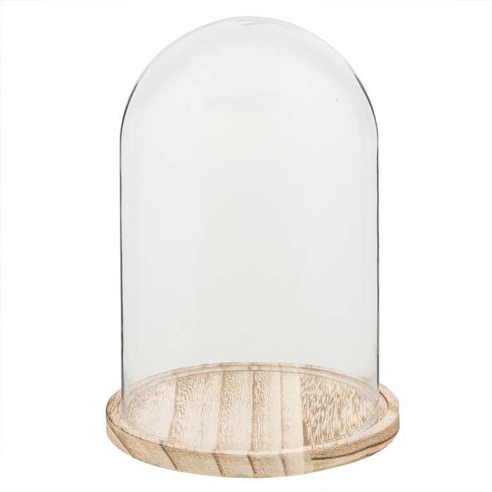 Clayre & Eef 6GL2169 Vidrio Campana Ø 17x25 cm Vidrio Madera Redondo