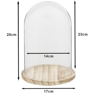 Clayre & Eef 6GL2169 Vidrio Campana Ø 17x25 cm Vidrio Madera Redondo