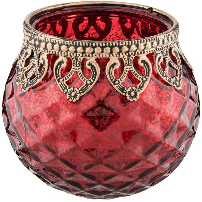 Portacandelitas Clayre & Eef 6GL2219R - Ø 10x10 cm rojo