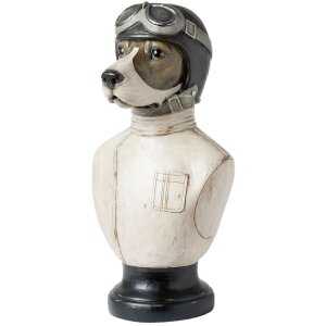 Busto Perro Clayre & Eef 6PR1161 - 24x26x51 cm blanco envejecido