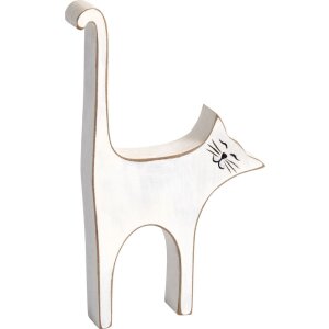 Figura decorativa gato, blanco, altura 17 cm