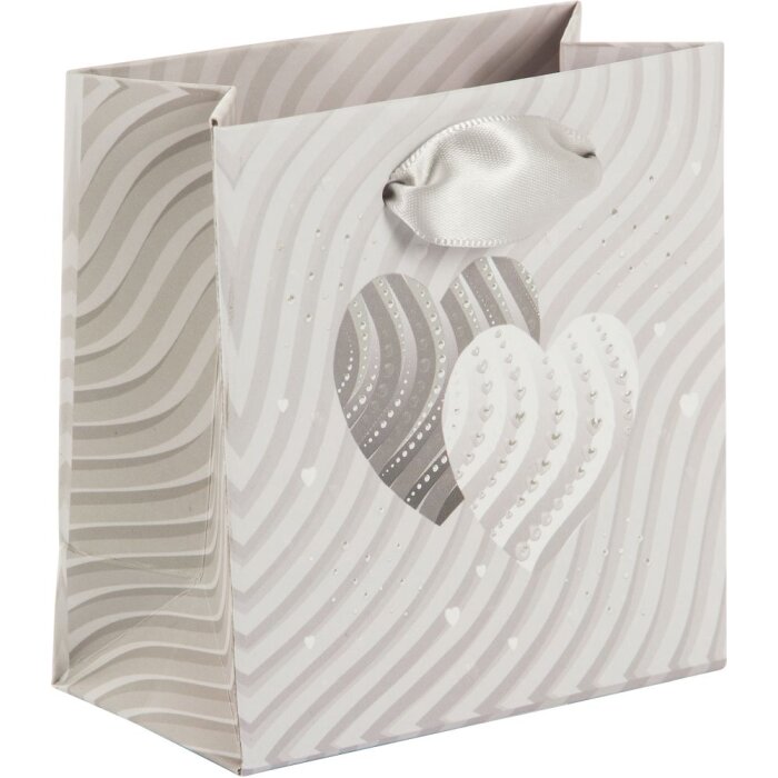 Bolsa de regalo Corazones de plata 10 x 5 cm