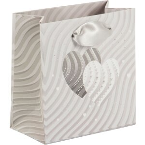 Bolsa de regalo Corazones de plata 10 x 5 cm