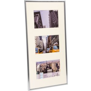 Marco de galería Puro 3 fotos 10x15 cm plata
