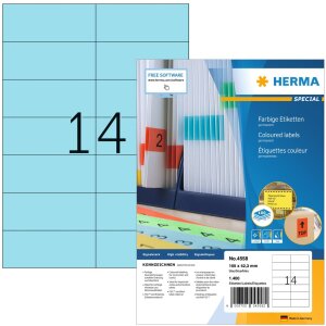 Etiquetas de color Herma SPECIAL A4, 105 x 42,3 mm, azul,...