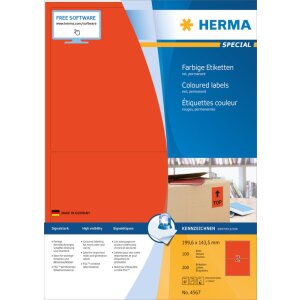 Etiquetas de color Herma SPECIAL A4, 199,6 x 143,5 mm,...