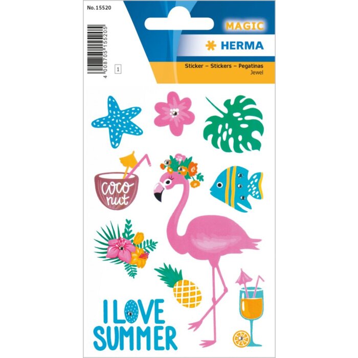 Herma MAGIC Pegatina I love Summer con piedras brillantes