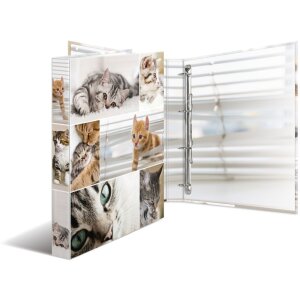 Carpeta de anillas Herma A4 cartón 4D gatos