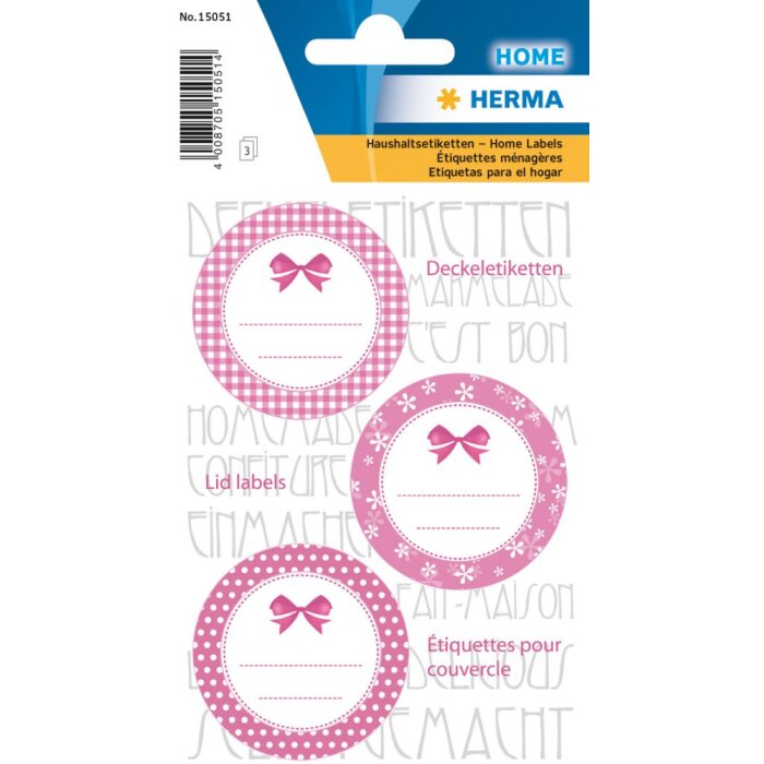 Etiquetas para tapas Herma HOME Ø 44 rosa, autoadhesivas