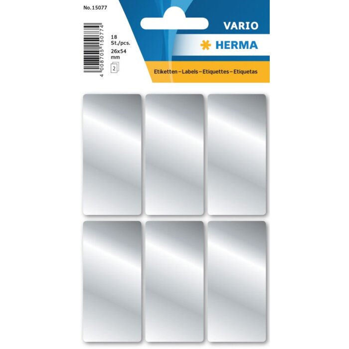 Etiquetas plateadas Herma DECOR 26 x 54 mm, adhesivo permanente